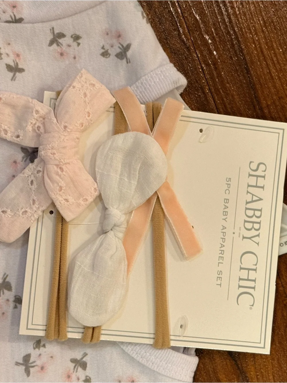 Shabby Chic - Baby Floral Headband Set and Matching Pink Outfit